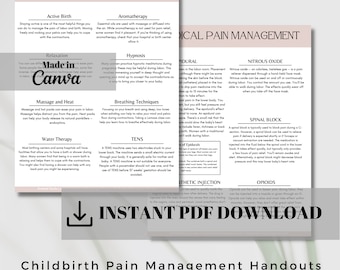 Pregnancy Childbirth Pain Management Techniques Medical Doula Handout PDF Download, Natural Medicated Birth Form