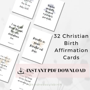 32 christliche Affirmationskarten für die Geburt - druckbare Schrift Schwangerschaft Arbeit & Lieferung - Doula Hebamme Unterstützung bei der Geburt - digitaler Download