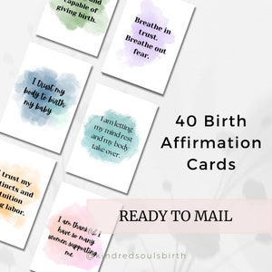 40 cartes d'affirmation positive de la naissance - Imprimable grossesse, travail et accouchement - aide à l'accouchement doula sage-femme à la naissance - carte physique