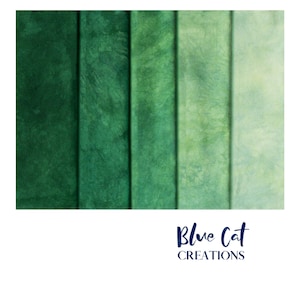 Hand dyed Sage Green Fabric Gradient, Kona Cotton Fat Quarter Bundle