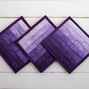 Purple Handmade Trivet / Pot Holder made with Hand Dyed Kona Cotton