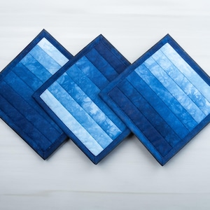 Indigo Blue Handmade Pot Holder made with Hand Dyed Kona Cotton