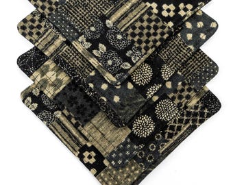 Quilted Mug Rugs in Japanese Boro-inspired Fabric