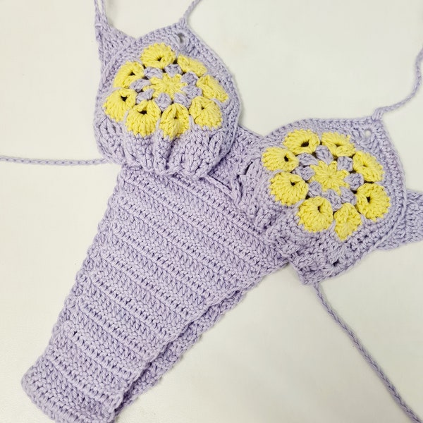 Bikini crochet Lila Jaune