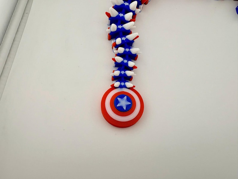 Captain America inspired dragon — articulated 3D printed figure, fully poseable,fan art image 2
