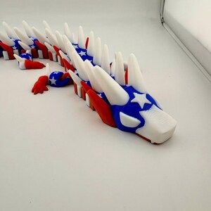 Captain America inspired dragon — articulated 3D printed figure, fully poseable,fan art image 3