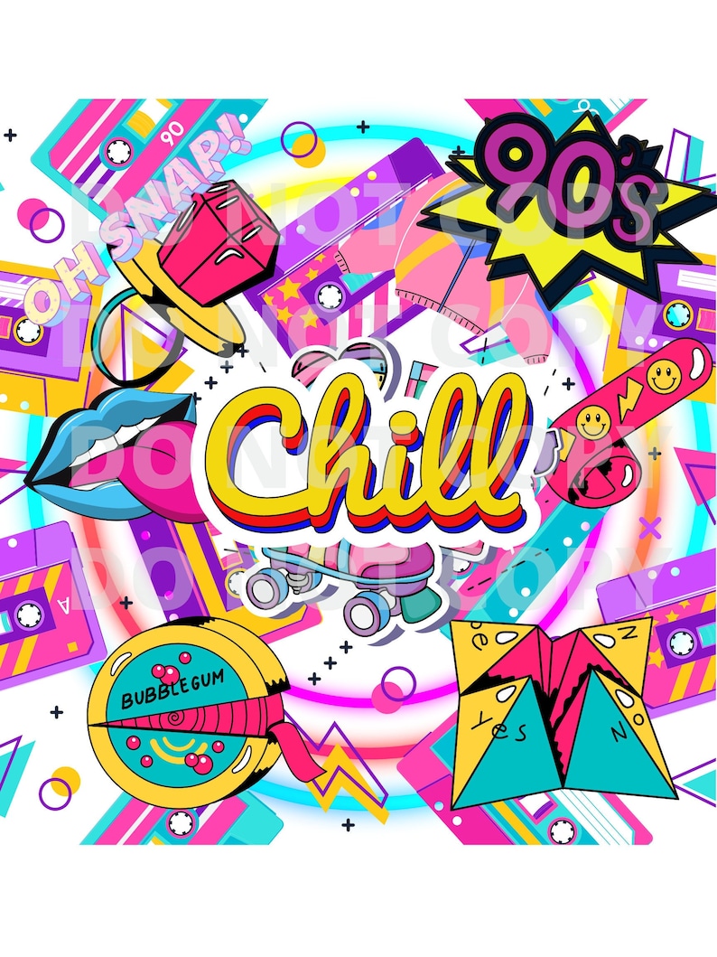 90's Nostalgia SVG Sublimation Design Retro Vibe Chill Origami Neon
