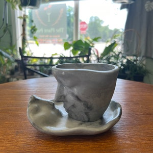 Narcissus Pot and Saucer - Unique Face Pot