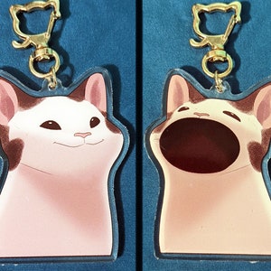 Pop Cat Double Epoxy Acrylic Keychain