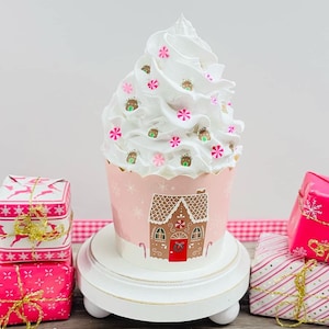 Fake Gingerbread Cupcake | Pink Christmas Cupcake | Pinkmas Decor | Pink Christmas Decor | Christmas Decor | Photo Props | Fake Bake