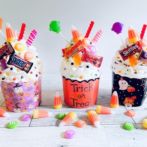 Fake Halloween Candy Cupcake | Halloween Decor | Halloween Fake Cupcake | Fake Dessert | Halloween Tier Tray | Candy Corn |