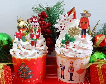 Fake Nutcracker Cupcake Set | Nutcracker Decor | Fake Christmas Cupcakes | Fake Christmas Dessert | Nutcracker Ballet |