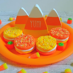Fake Set of 2 Candy Corn Cookies | Fake Whoopie Pies | Fake Macarons | Fake Macaroons | Fake Candy Corn Cookies | Candy Corn Fake Bake |