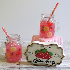 Fake Strawberry Lemonade | Fake Lemonade | Fake Drink | Lemon Tier Tray Decor | Strawberry Tier Tray Decor | Food Photo Prop |