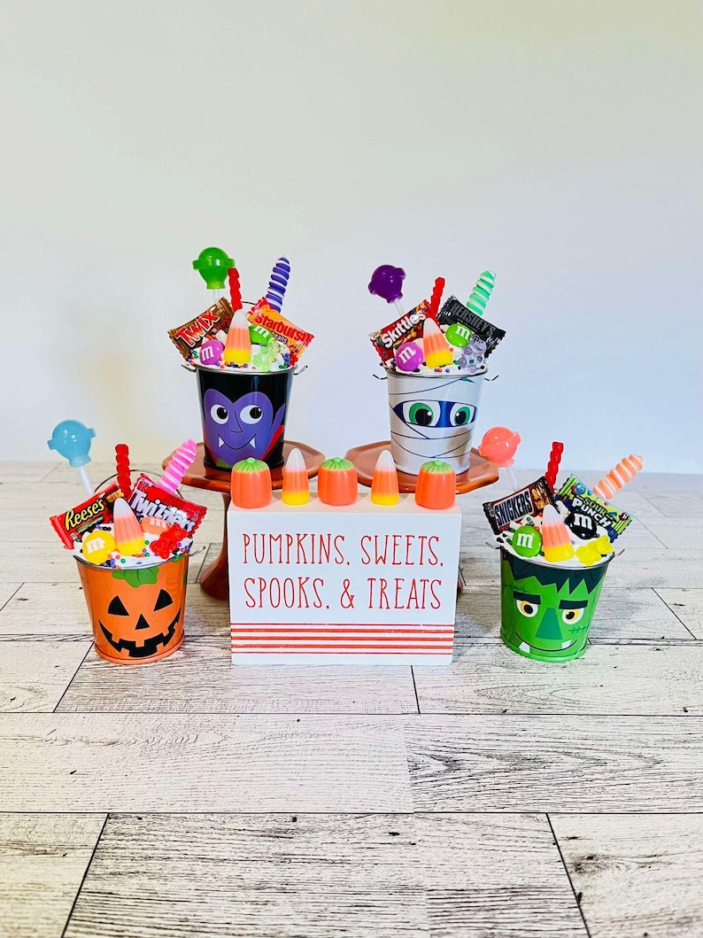 Trick or Treat Bucket W/ Candy | Fake Candy | Halloween Decor | Tier ...