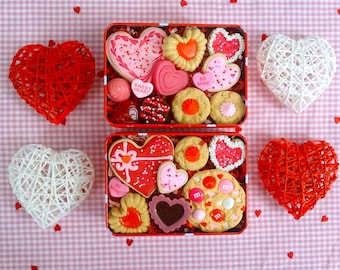 Fake Valentine Cookie Tin | Fake Valentine Cookies | Valentine's Day Decor | Valentine Decor | Fake Valentine Dessert | Valentine Fake Bake