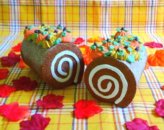 Fake Pumpkin Roll | Fake Fall Dessert | Fake Fall Cake | Fall Tier Tray Decor | Fall Photo Prop | Fake Pumpkin Cake | Pumpkin Decor |
