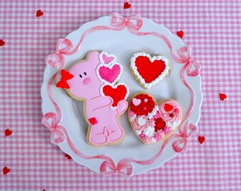 Fake Valentine Cookies | Fake Sugar Cookies | Faux Valentine Cookies | Faux Sugar Cookies | Valentine Fake Bake | Teddy Bear Decor |