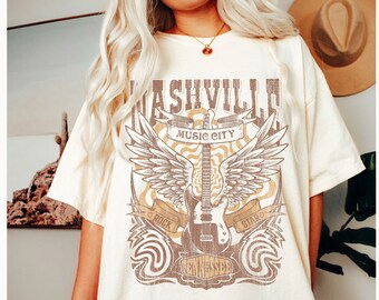 Country Concert Shirt, Retro Nashville Music City Tshirt, Comfort Colors Tshirt, Oversized Tee, Aesthetic shirt, Tennessee Graphic Tshirt,