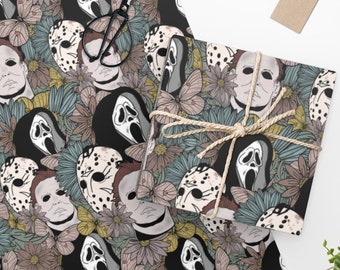 Horror Gift Wrapping Paper, Michael Myers, Jason Voorhees, Spooky Gift Wrap, christmas gift wrapping Paper, Spooky Christmas