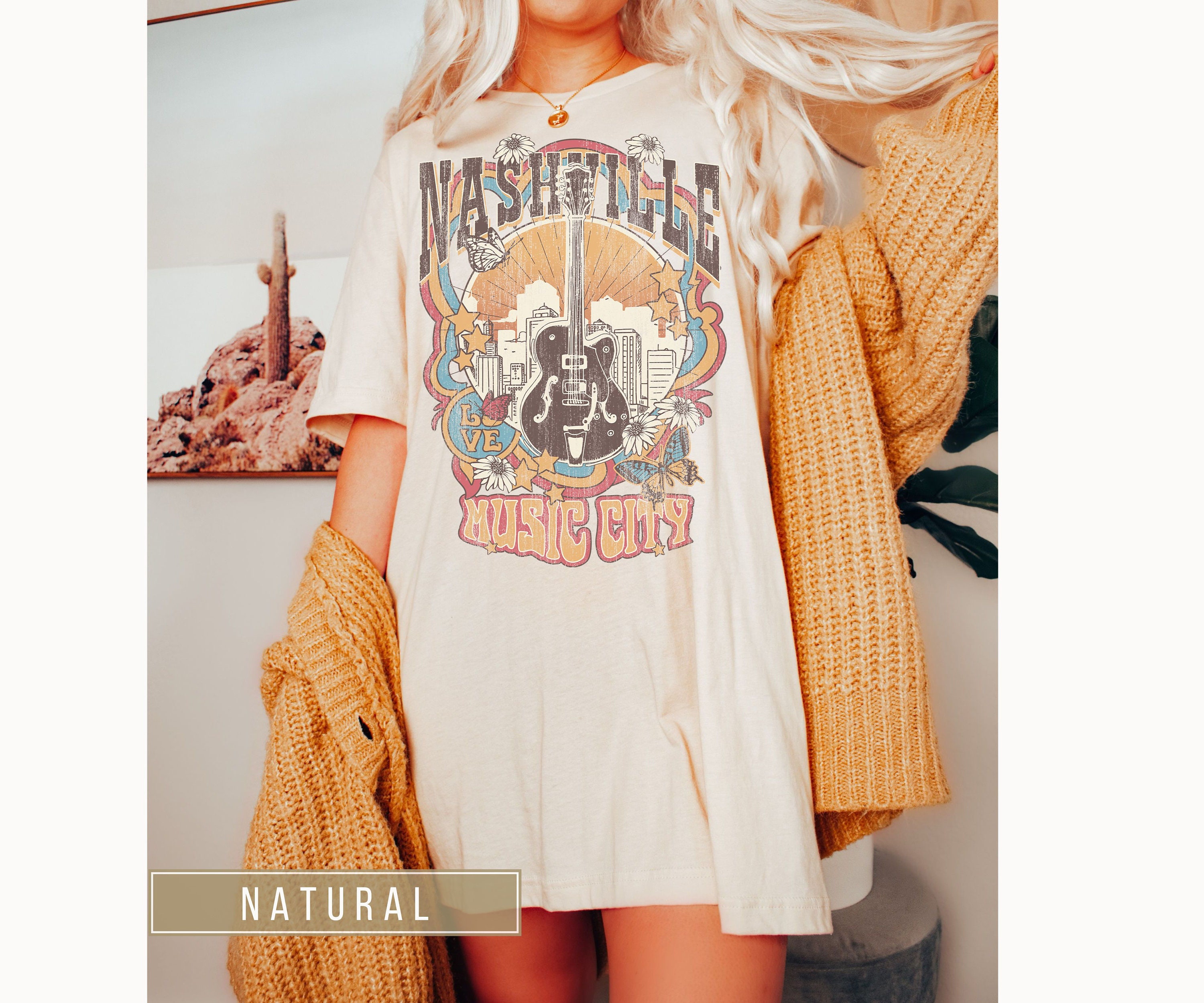 Discover Nashville Music City Oversized Graphic T-Shirt