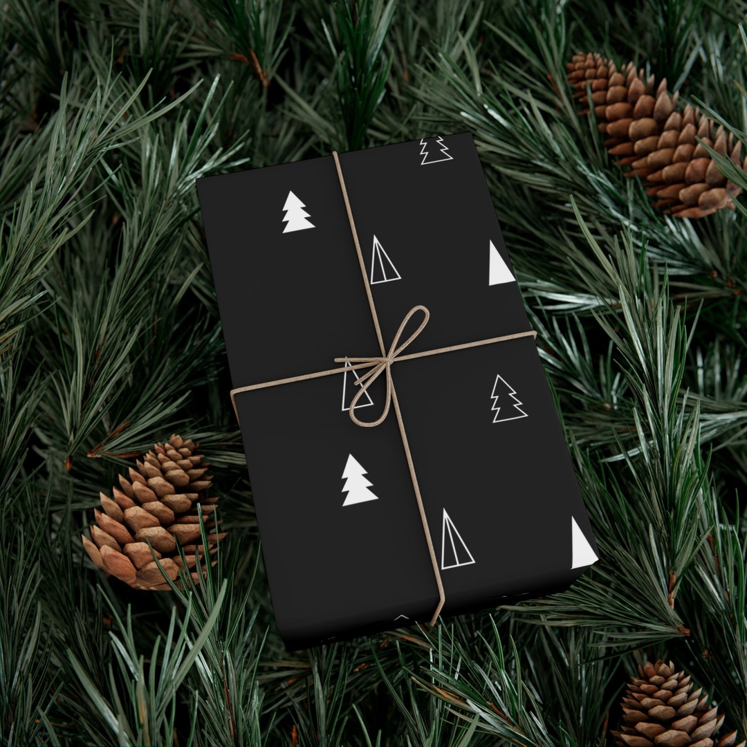 Hygge Christmas Trees Gift Wrapping Paper, Minimalist Christmas Trees ...