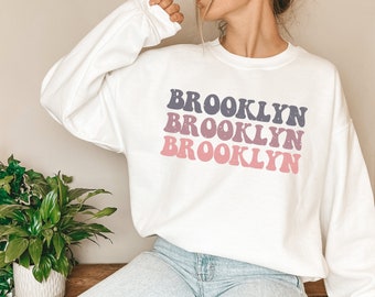 Retro Brooklyn New York Sweatshirt, New York Crewneck, Brooklyn NY Shirt, Brooklyn NYC Sweater, Christmas Gift for Her