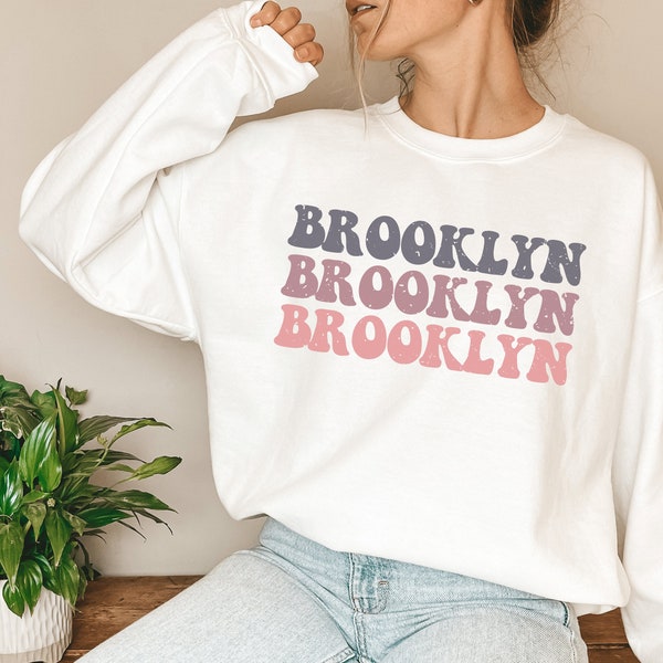 Retro Brooklyn New York Sweatshirt, New York Crewneck, Brooklyn NY Shirt, Brooklyn NYC Sweater, Christmas Gift for Her
