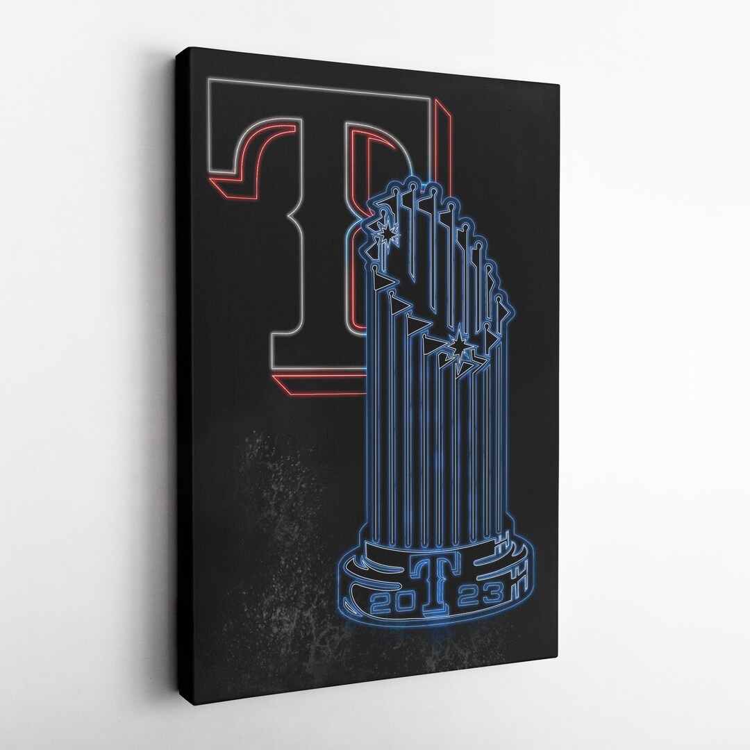Texas Rangers 2023 World Series Trophy Neon Effect Canvas Wall - Etsy