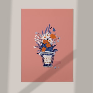 Flower Coffee Art Print, Coffee Art, Coffee Lover Art, Flowers Coffee Art, Coffee Cup Flowers, Flower Art, Colorful Wall Art, Trendy Art