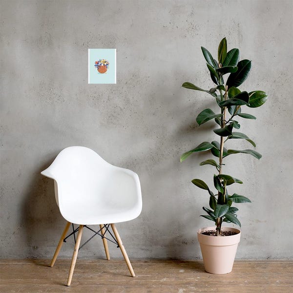 Flower Basketball Art Print, Flower Art, Basketball Art, Basketball And Flowers Art, Flower Decor Prints, Colorful Wall Art, Trendy Art
