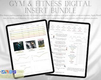 Planificador de actividad física para iPad / Rastreador digital de entrenamiento, comidas y cardio (JPEG)