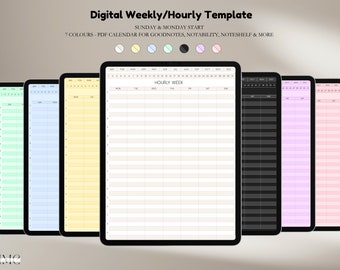 Planificador semanal por horas sin fecha: inicio en domingo/lunes (PDF)