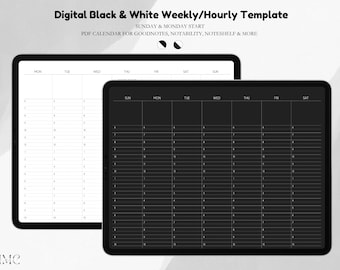 Plantilla de planificador semanal digital sin fecha para trabajar desde casa en iPad (Goodnotes, Penly, Notability)