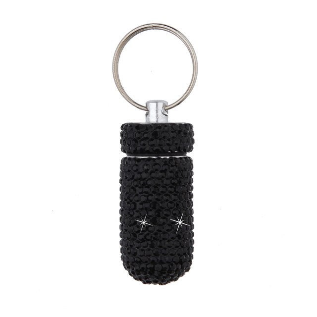 Pill Bottle Pill Holder Keychain Rhinestone Pill Holder Etsy