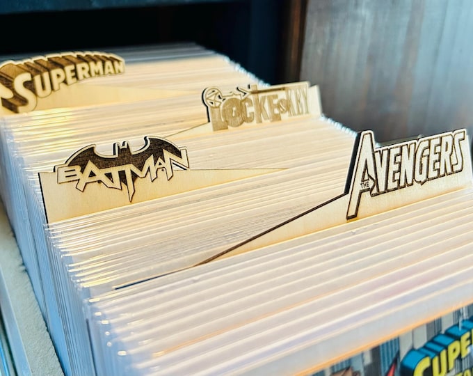 Custom Contoured Logo Engraved Comic Book Dividers: Personalized Comic Collection Storage Organizer