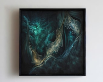 Dark Abstract Art Print Download, Underwater Smoke Textures Printable Art, Digital Download Illustration, Downloadable Art, Printable Art