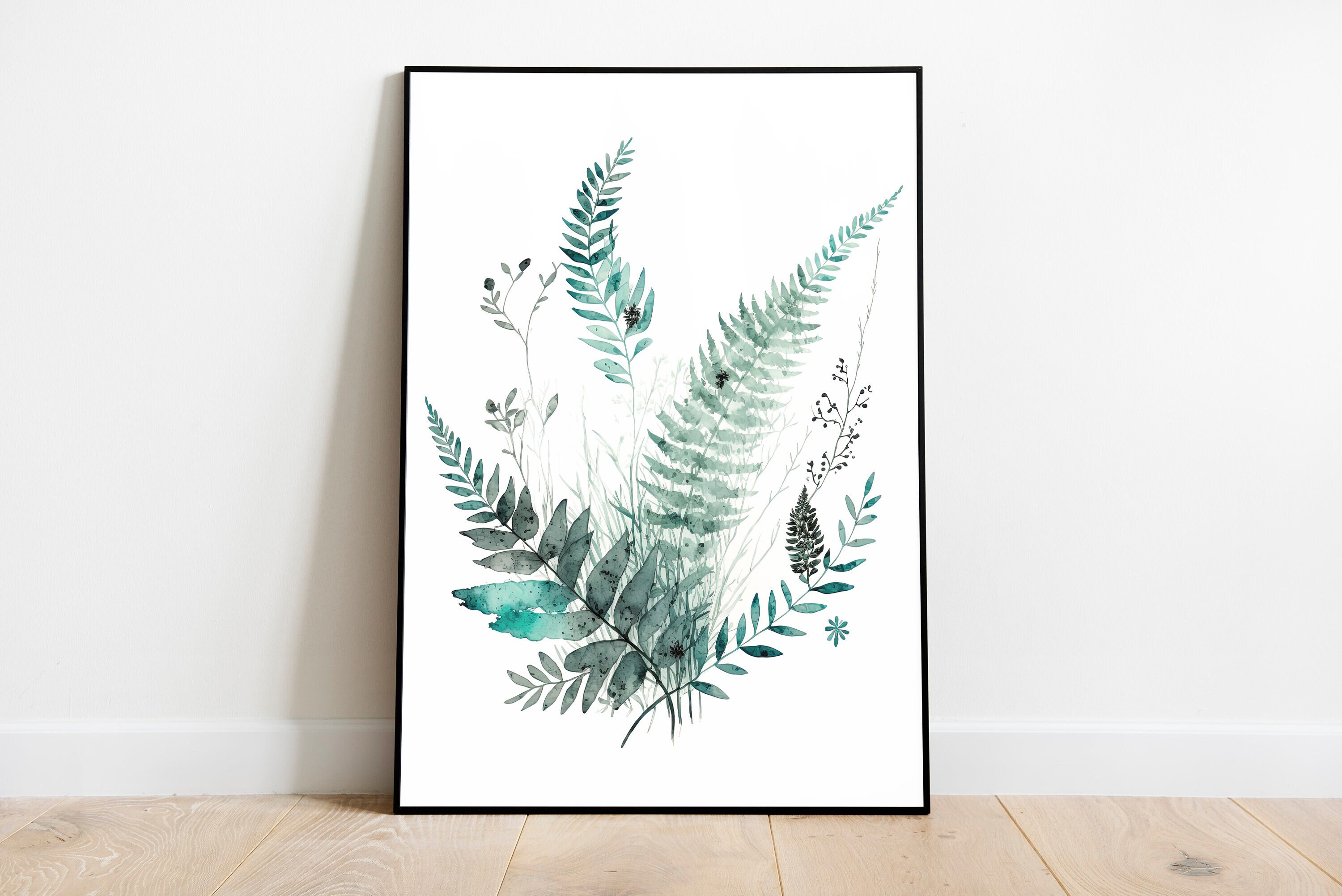 Watercolor Fern Print Download, Printable Watercolor, Digital Illustration Printable Art ...