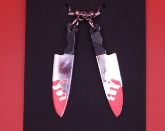 Bloody Kitchen Knife Halloween, Horror, Goth Earrings
