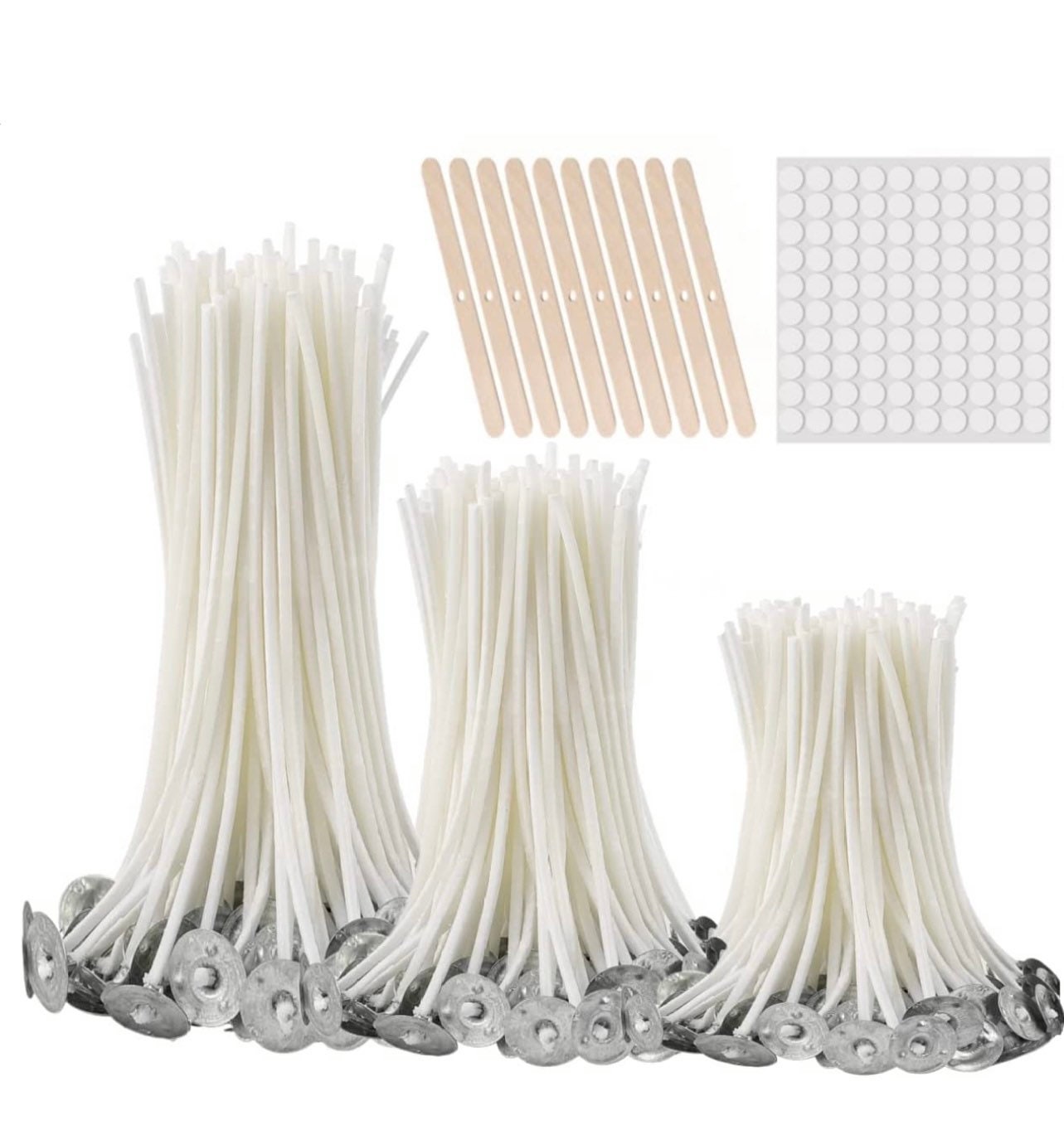 300pcs Natural Candle Wicks, Cotton Candle Wick 3.5 6 and 8PreWaxed Low  Smoke Wick for Candle Making and Candle DIY 