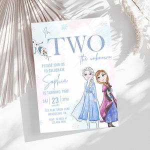 Frozen 2nd Birthday Invitation | Elsa Anna Birthday Invite | Intwo the unknown | Editable Template Instant Download | Second two year Party
