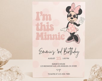 Minnie Mouse 3rd Birthday Invitation, I'm This Minnie, Mouse Invite, 3 Year Old Girl Party, Oh Twodles Oh Twoodles Three Year Theme Girl 3