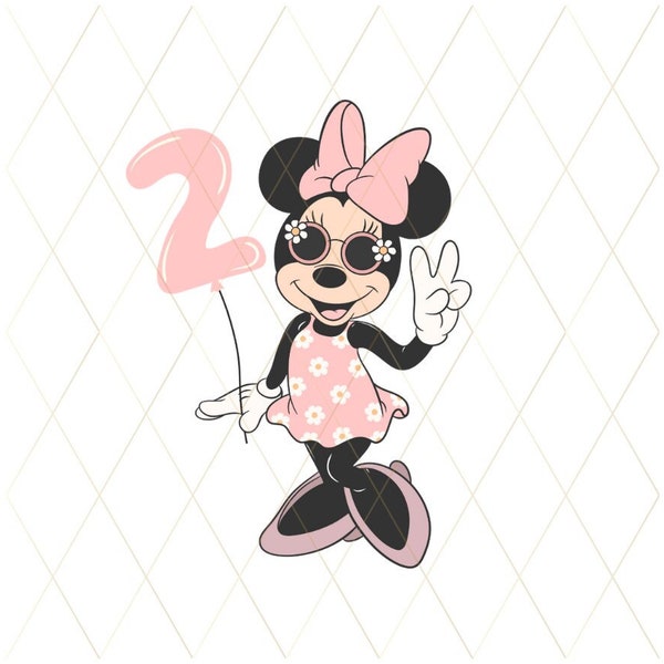 Minnie Mouse PNG, 2nd Birthday, Retro Disney, Oh Twoodles, Sublimation Design, Digital Craft Files tshirt designs Oh Twodles peace sign pink