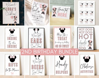 Oh Twodles Minnie Mouse Birthday Invitation Twoodles Invite Posters Signs Decor Girl 2nd Birthday Bundle Decorations Clubhouse Hot Dog Ears