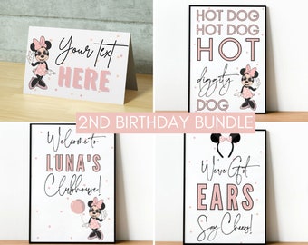 Oh Twodles Minnie Mouse Birthday | Twodles Party Posters Signs Decor 2nd Birthday Disney Girl Birthday Bundle Hot Dog Welcome Clubhouse Sign