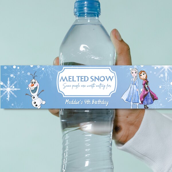 INSTANT DOWNLOAD Olaf Water Bottle Label, Melted Snow Label, Olaf Frozen Printable Label, princess elsa anna 2nd 3rd 4th 5th birthday girl