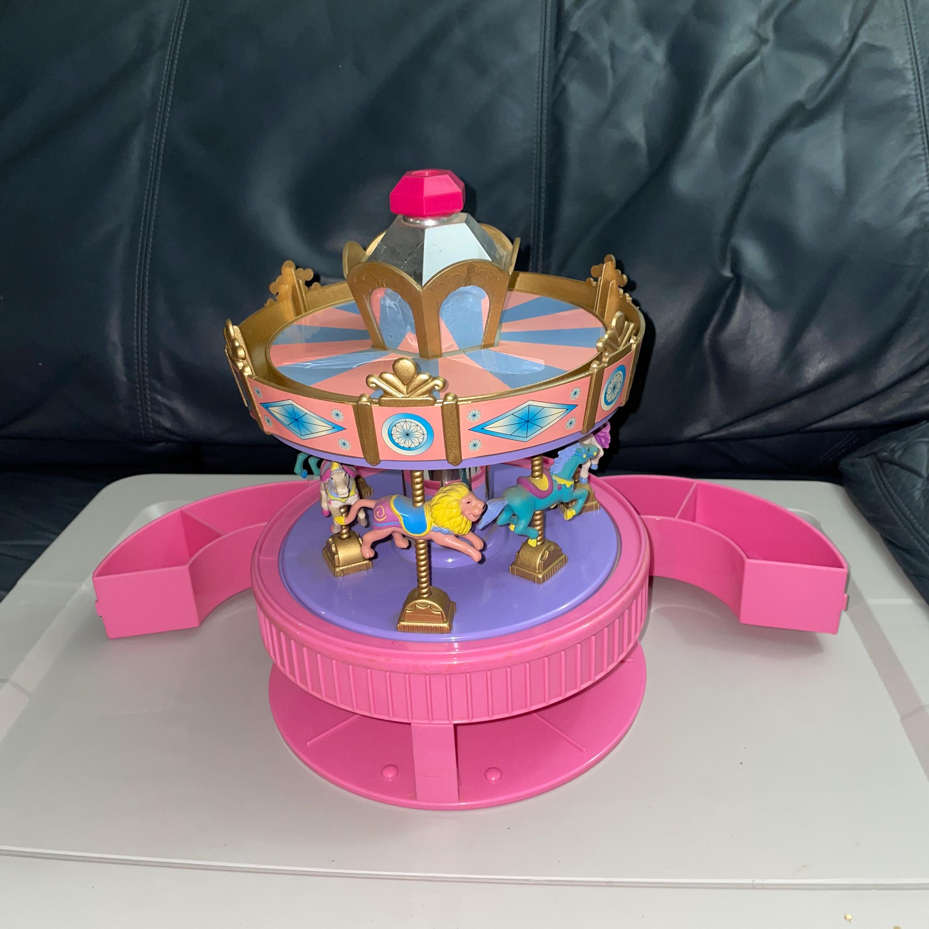 オルゴール Wind Up Musical Carousel Jewelry Box Vintage Wind up Musical Carousel Jewelry Box Pink 1997 Retro