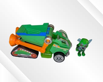 Paw Patrol The Mighty Movie Rocky Recycling Truck Green With Action Figure Lights And Sounds