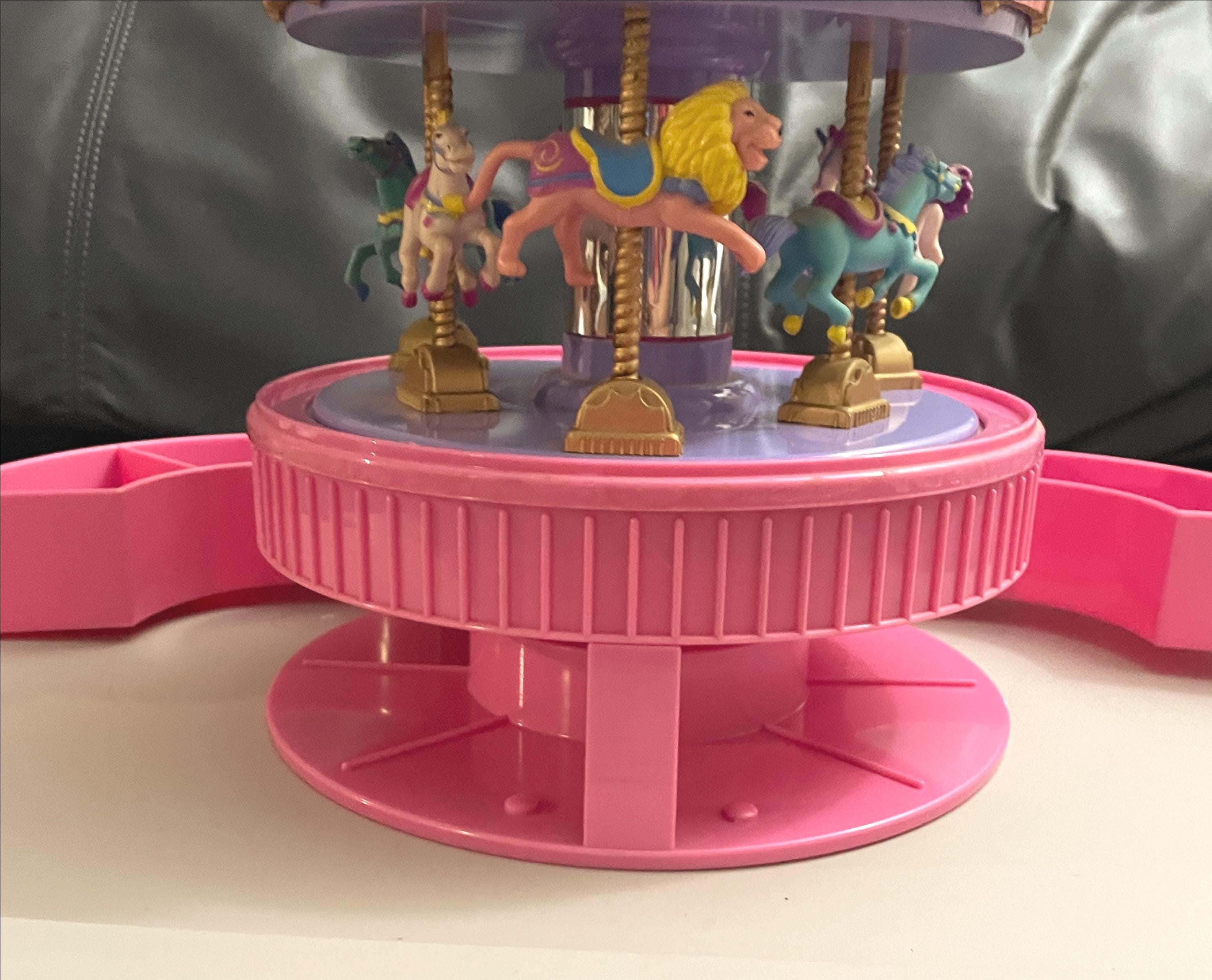 オルゴール Wind Up Musical Carousel Jewelry Box Vintage Wind up Musical Carousel Jewelry Box Pink 1997 Retro