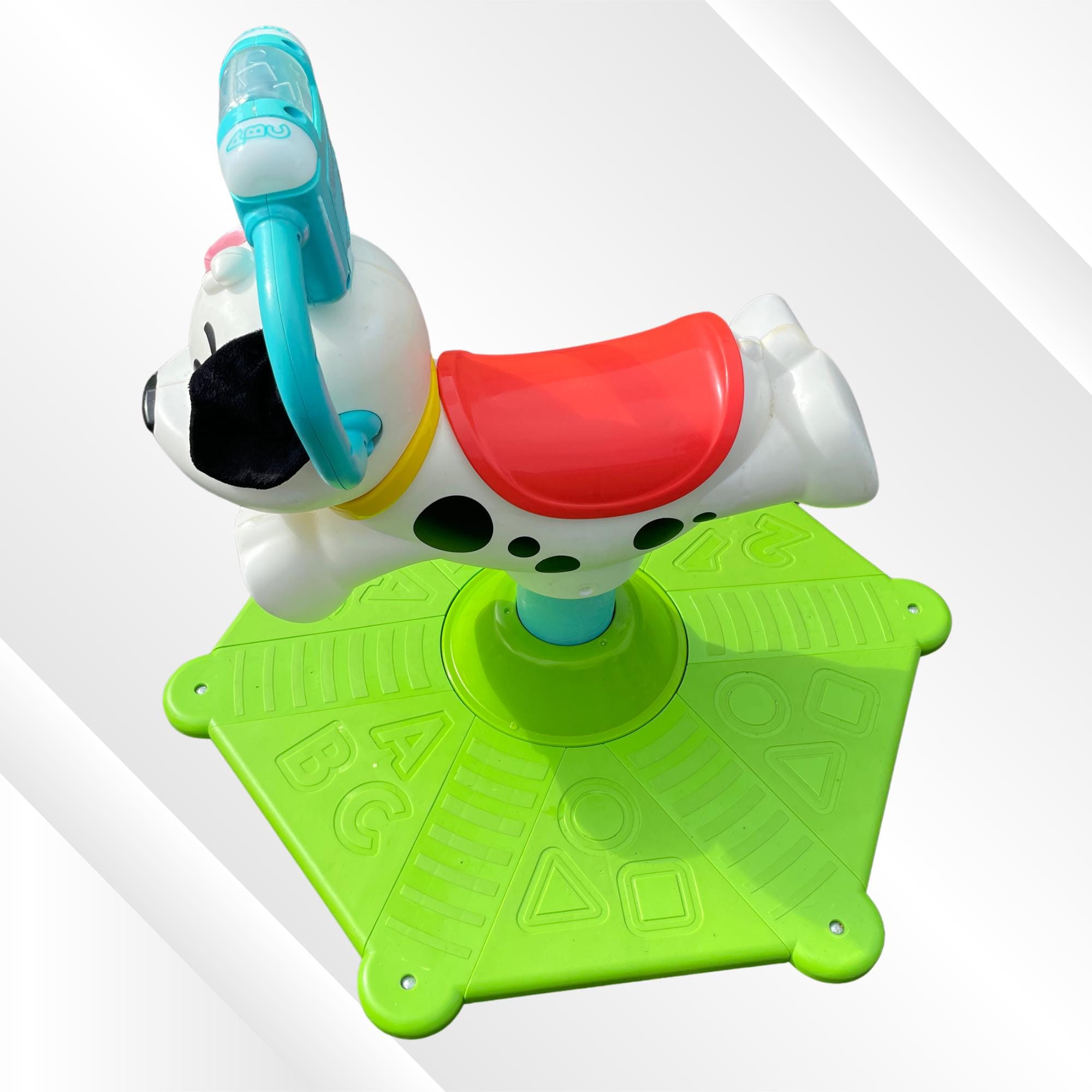 Fisher Price Bounce and Spin Puppy Musical Ride-On Learning Toy Works Well